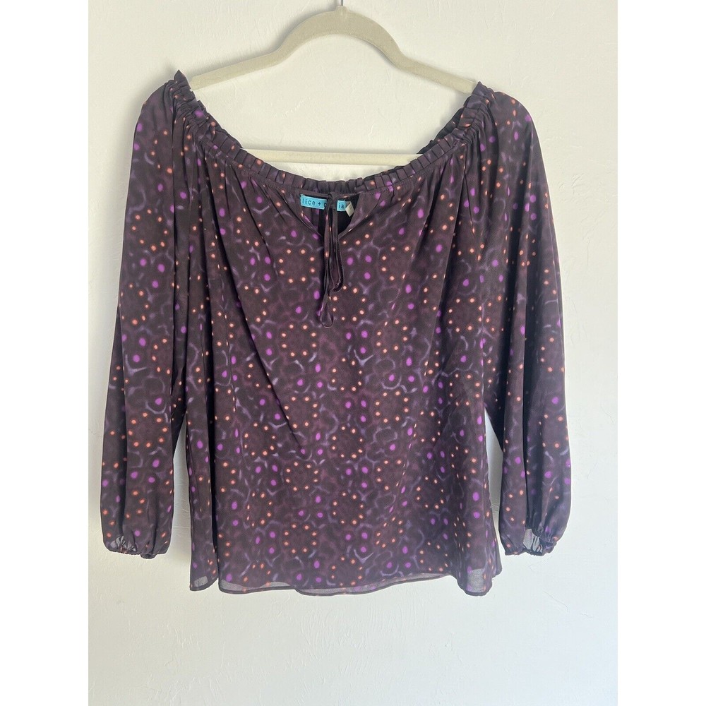Alice + Olivia Blouse Purple Dot Print S Small Blouse